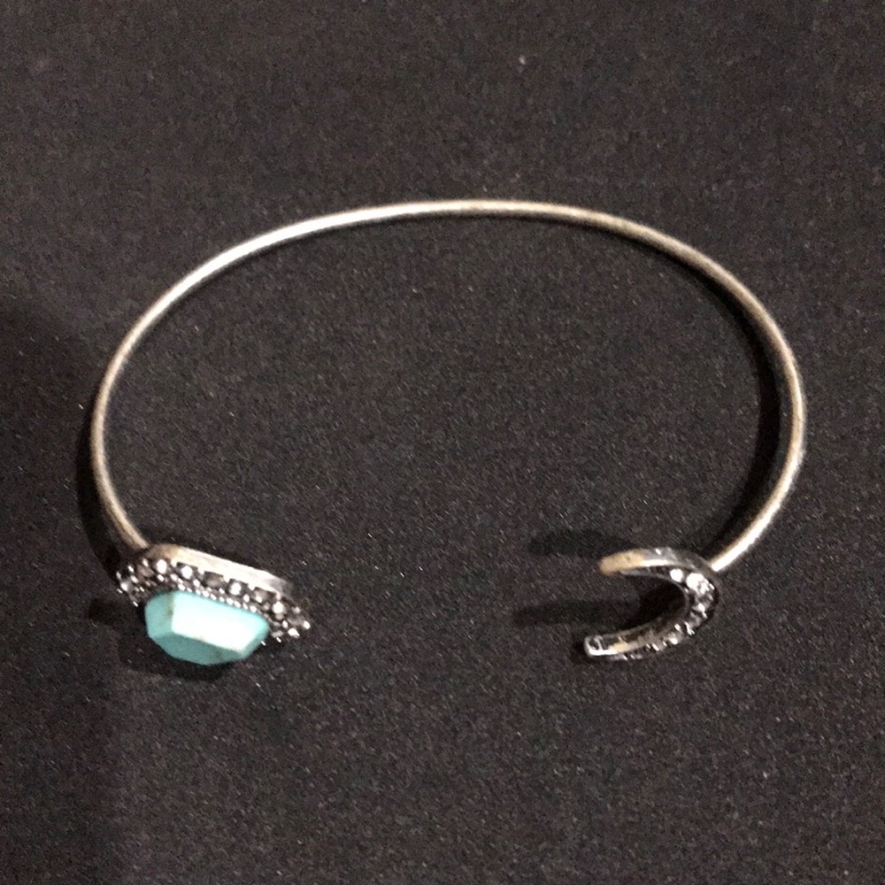 Turquoise and moon cuff bracelet